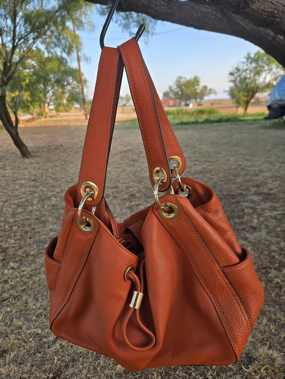 Michael Kors Burnt Orange Leather Shoulder Bag